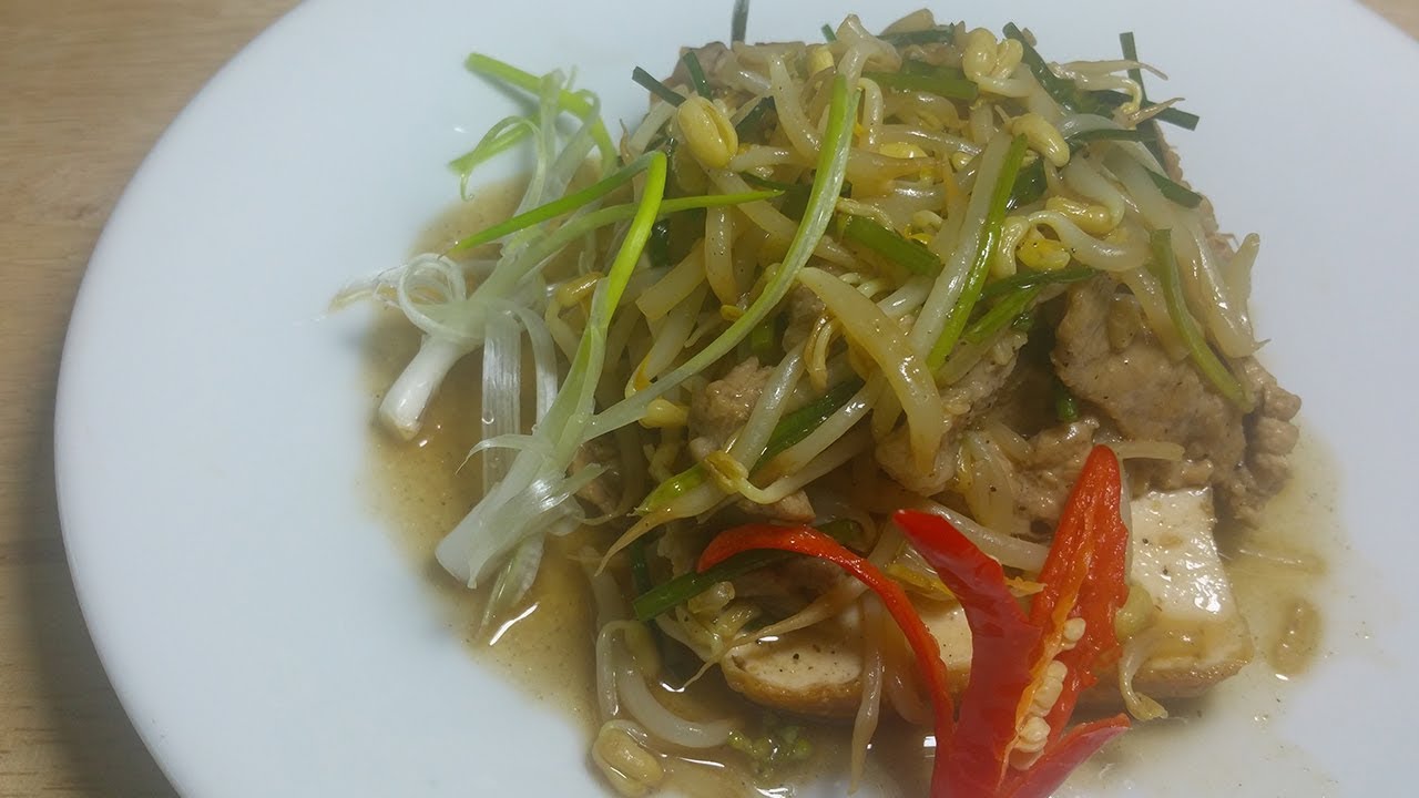 How to fried tufu pork with bean sprout
