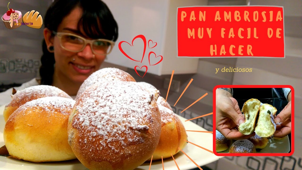 Como hacer PAN ambrosía CASEROS muy DELICIOSOS (super fácil de hacer) / Pansteleria
