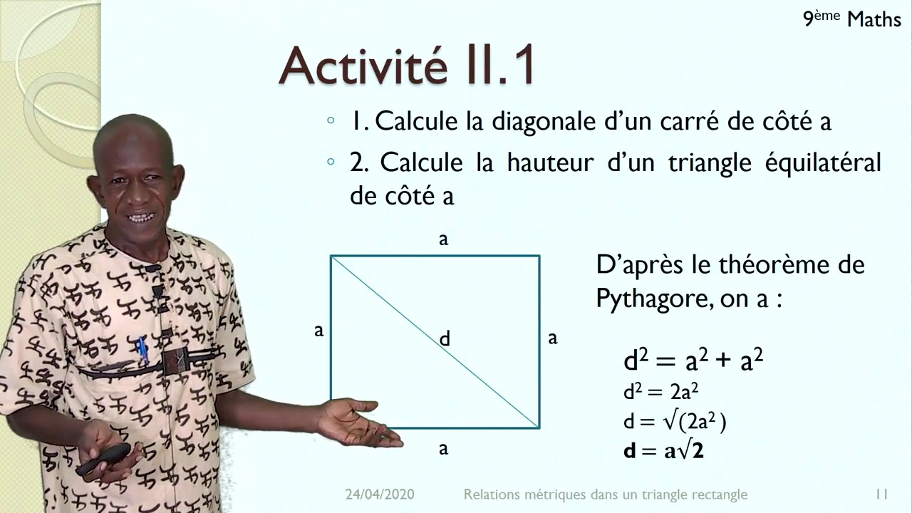 Les relations métriques dans le triangle rectangle