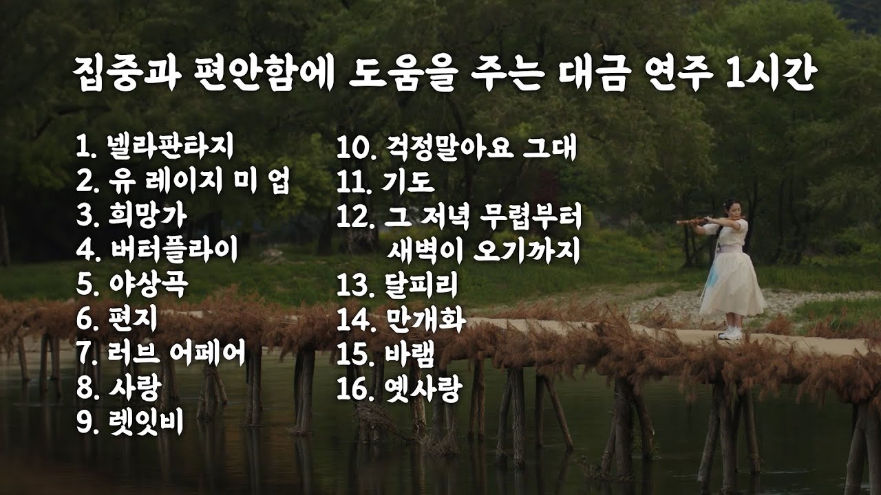 [Playlist] 집중과 편안함에 도움을 주는 대금연주 ⎮ 1시간 영상 ⎮ 집중 공부 힐링 휴식 감성 명상 태교음악 카페음악