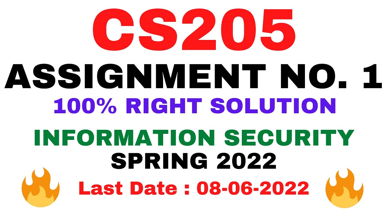 CS205 ASSIGNMENT NO. 1 SPRING 2022 || 100% RIGHT SOLUTION || INFORMATION SECURITY || BY VuTech