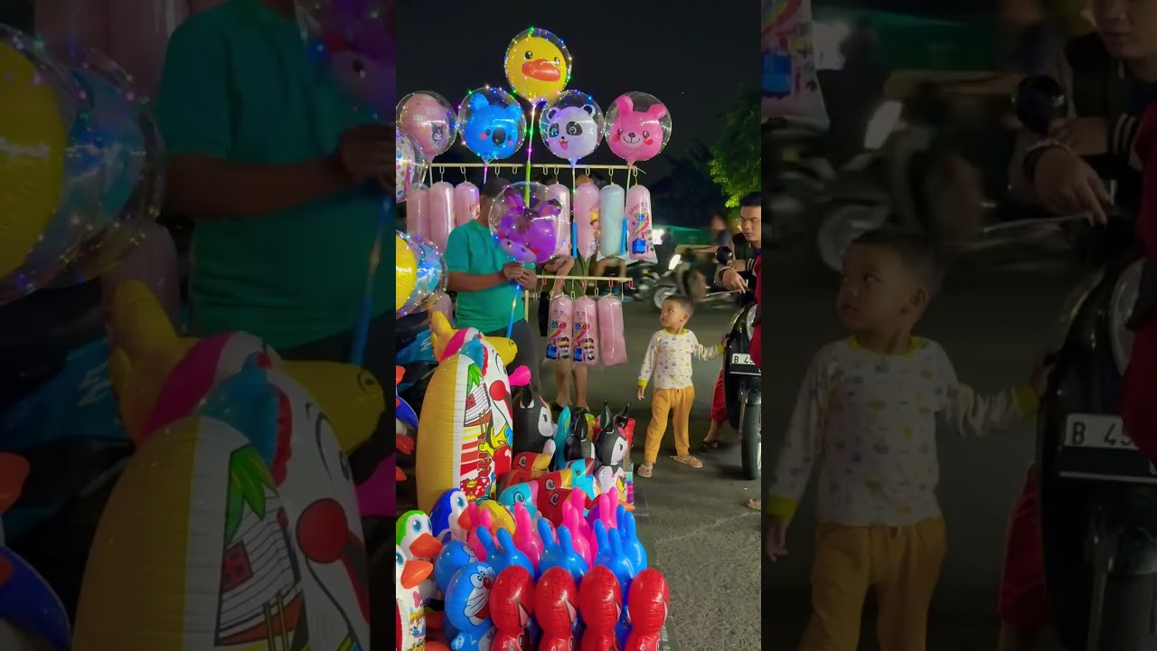 Dapet balon panda ungu lucu ci ada lampu menyala