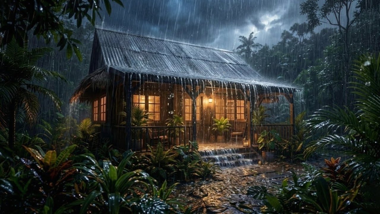 😴 Fall Asleep Instantly with Heavy Rain in Forest | Soothing Thunder for Deep Sleep