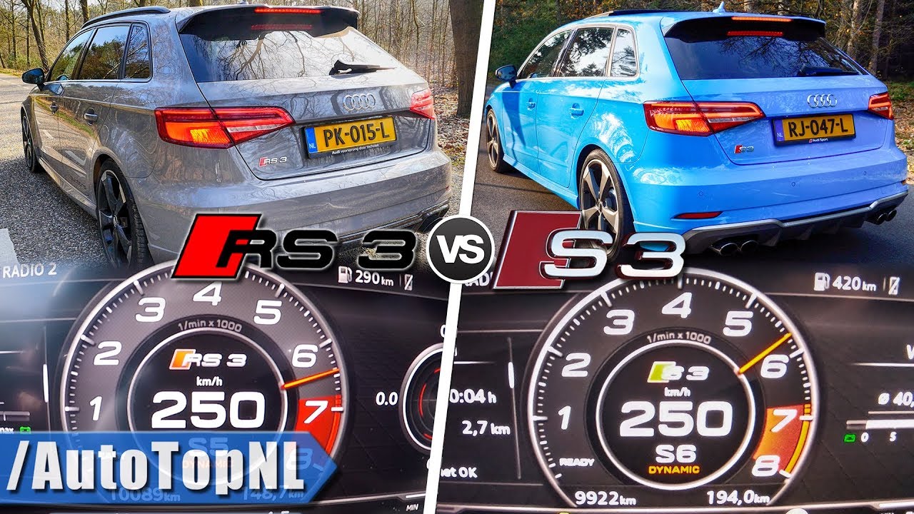 2019 Audi RS3 vs 2019 Audi S3 | 0-250km/h ACCELERATION SOUND & POV by AutoTopNL