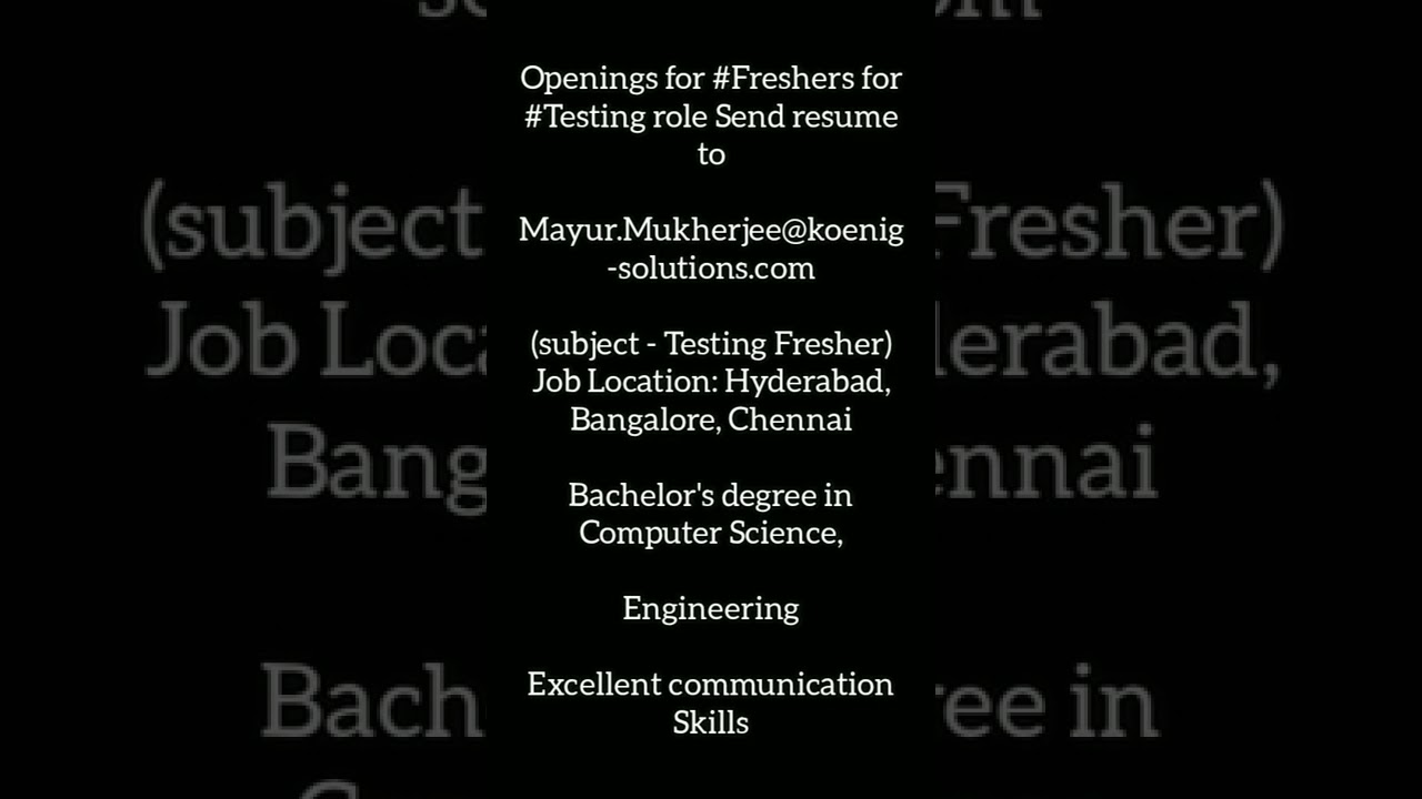 Software Testing QA Fresher Job Vacancy