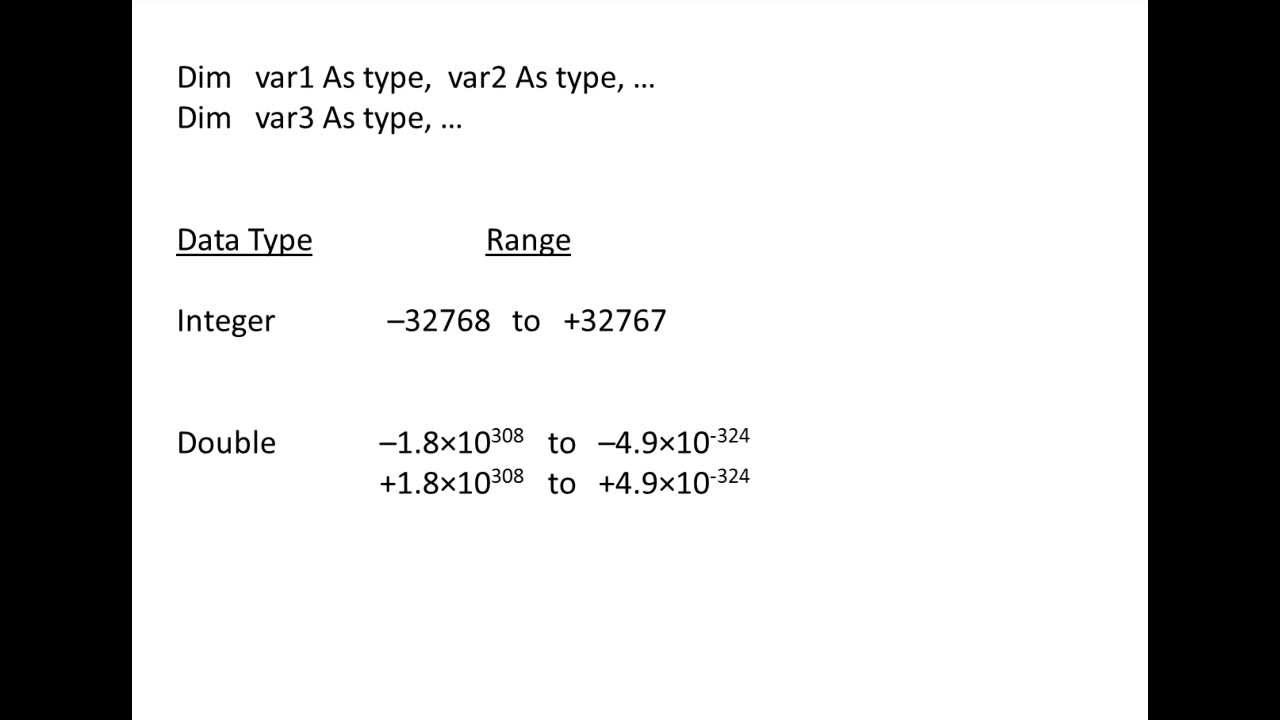 Excel VBA Topic 3.1 - Data Types