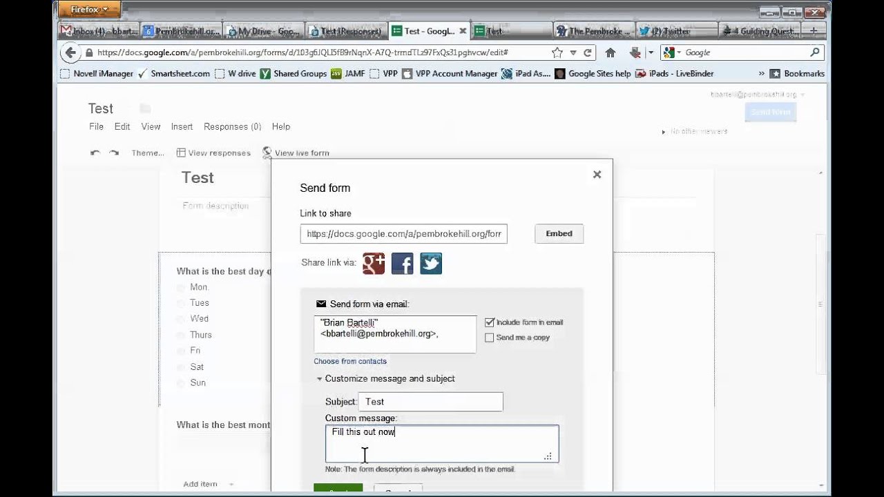 Google Forms Part 2 - Send and Review Results