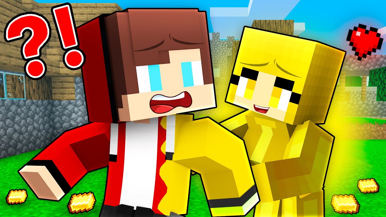 Gold Girl Fell in Love with JJ in Village - Maizen Minecraft Animation