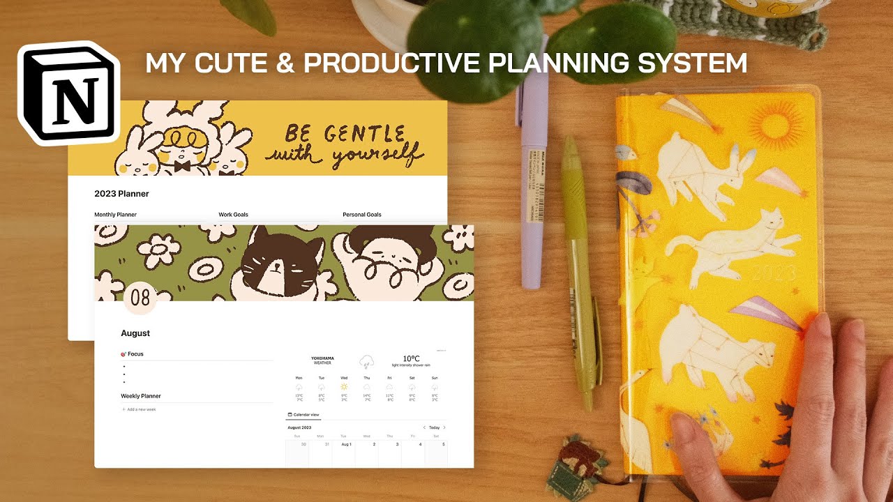 【Sub】A cute & simple planning system so you can focus on what matters :) (Notion & Hobonichi Weeks)
