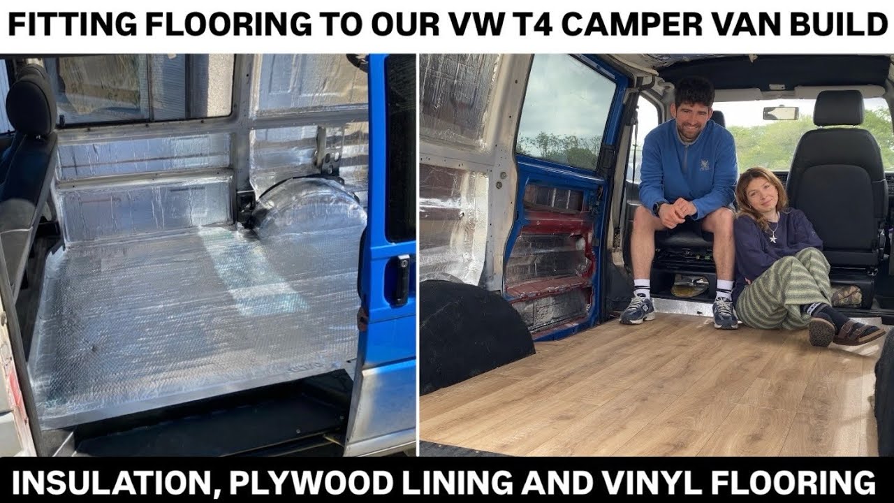 Fitting a floor into our VW T4 Camper Van Build! (Insulation, plywood lining, vinyl floor)