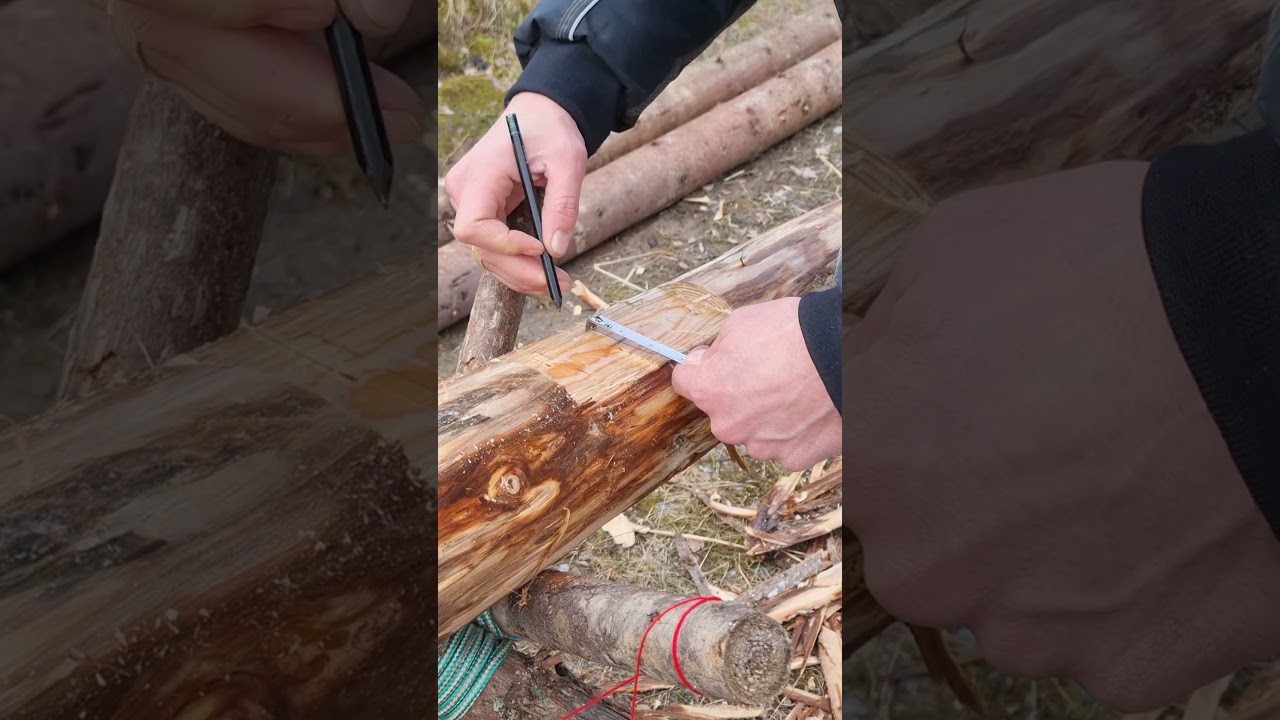 Cutting a mortise with hand tools - Round Timber Framing #shorts