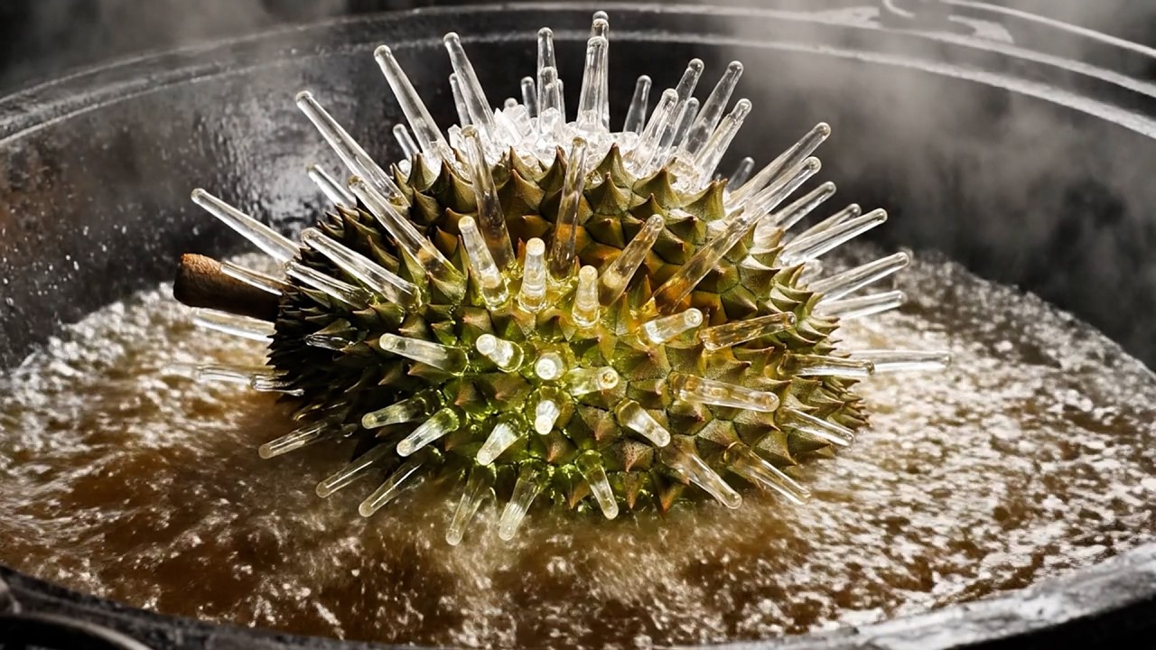 Glass Fruit Drops Into Boiling Oil | Crispy AI ASMR Frying Sounds (Oddly Satisfying)