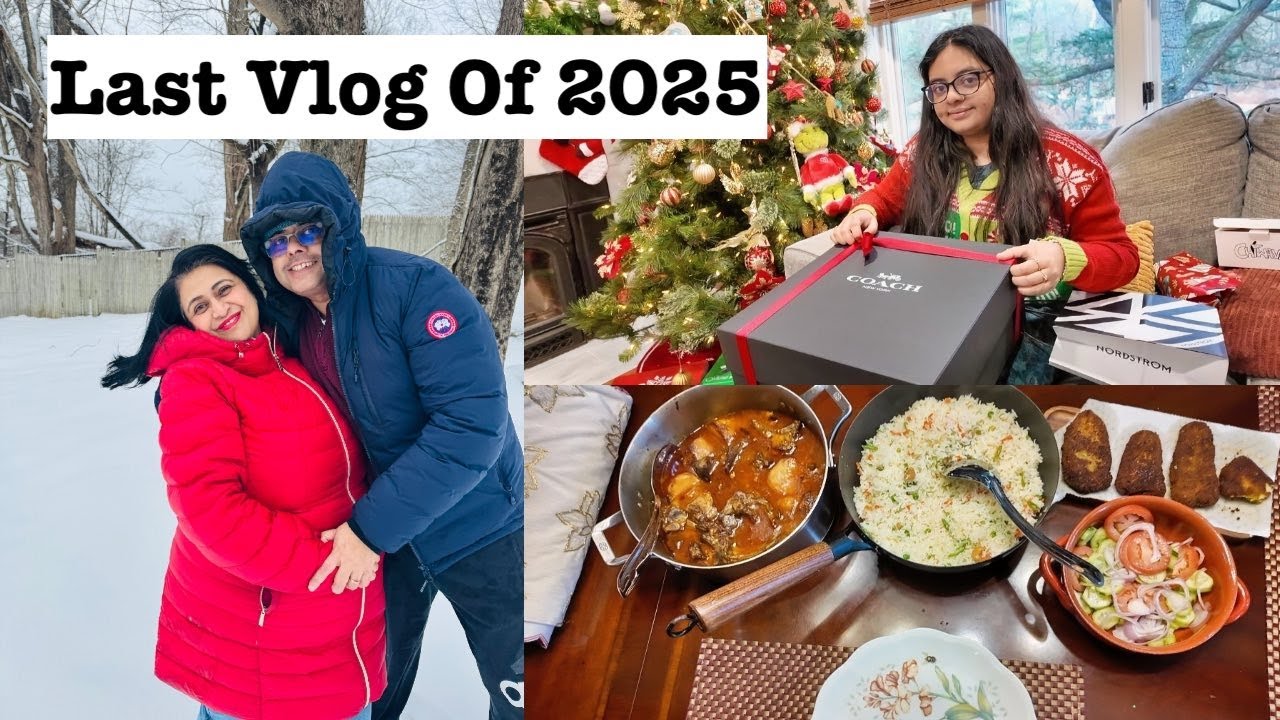 Last Vlog 2025 | Opening Christmas Gift ,Snow, Food & Fun | Simple Living Wise Thinking