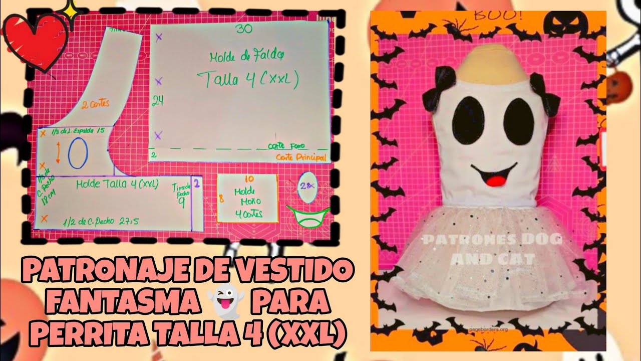 MOLDE DE VESTIDO FANTASMA 👻 PARA PERRITA / HALLOWEEN 🎃 DIY