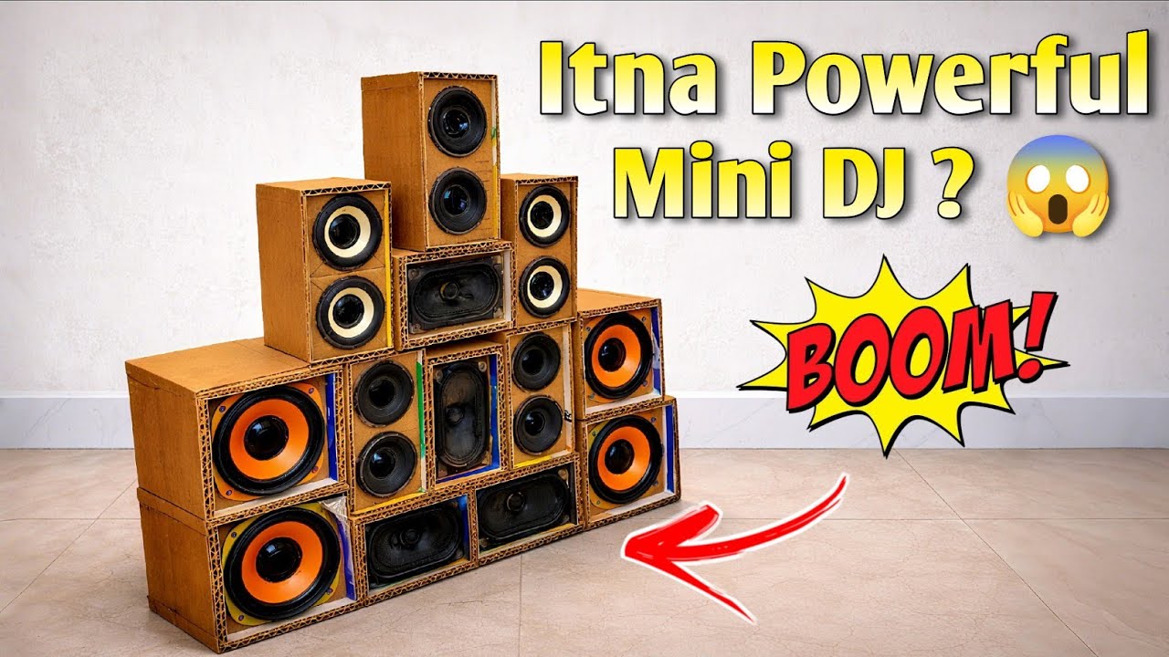 How to make mini DJ bass 🔊😱Mini top speaker | Mini Dj line arrey | DIY mini DJ set up with cardboard