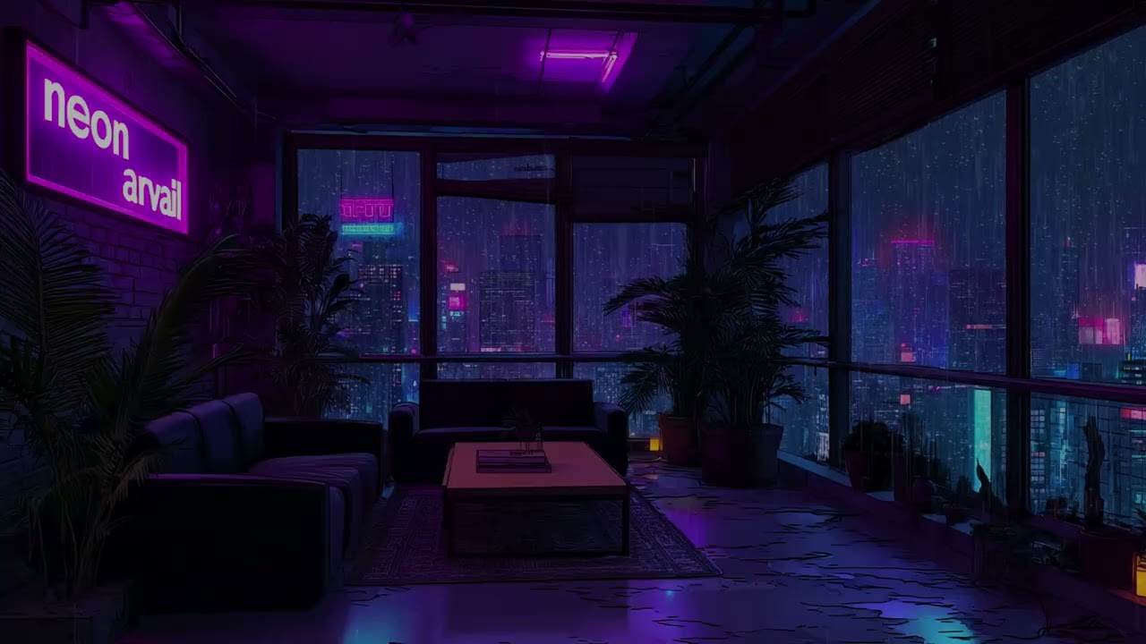 Shibuya Neon After Dark – Lofi Rain from a Purple Penthouse with Skyline Views and Calm Vibes