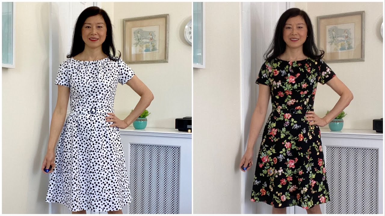 81. Dresses with Pleated Neckline Paired with Skirts from Very Easy Vogue V9197 + New Look 6843