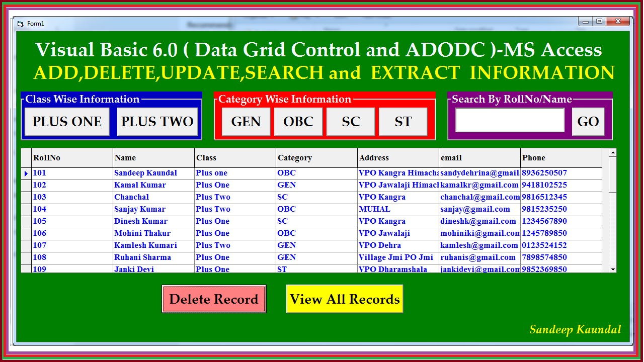 Add Delete Update Search using VB6 DataGrid Control-Adodc & Ms Access database-Step by Step Tutorial