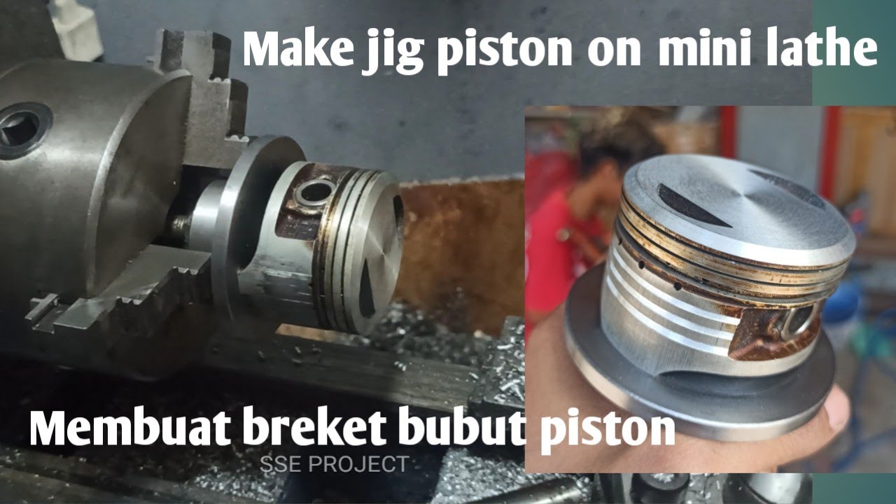 Make jig Piston On Mini Lathe l Membuat Breket Bubut Piston di Bubut Mini