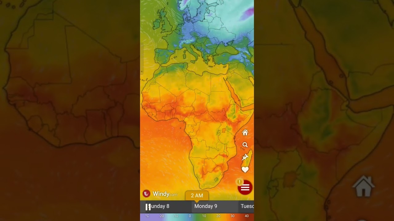 Temperature Forecast of Europe and Africa for the next 4 days from 7th Feb @4.30am GMT - Windy.com