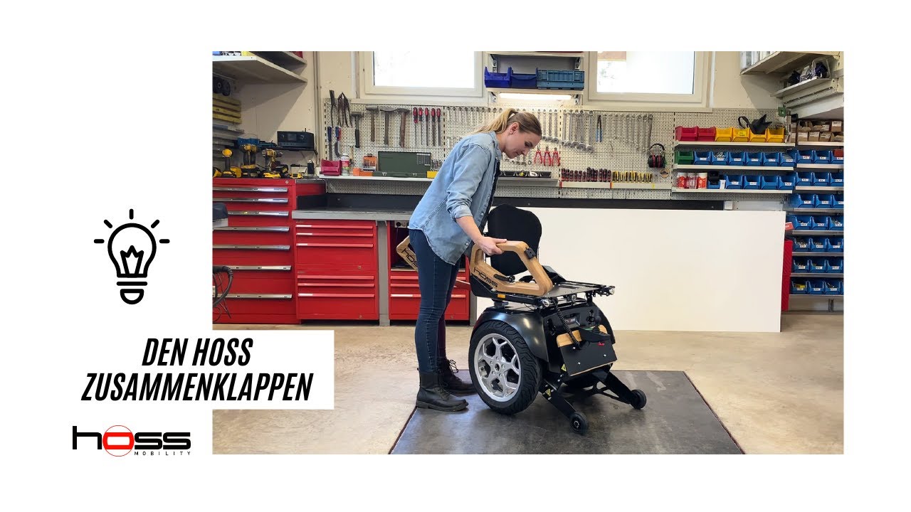 Bewegliche Teile, wie man den Rollstuhl zusammenklappt | Moving parts, how to fold the wheelchair