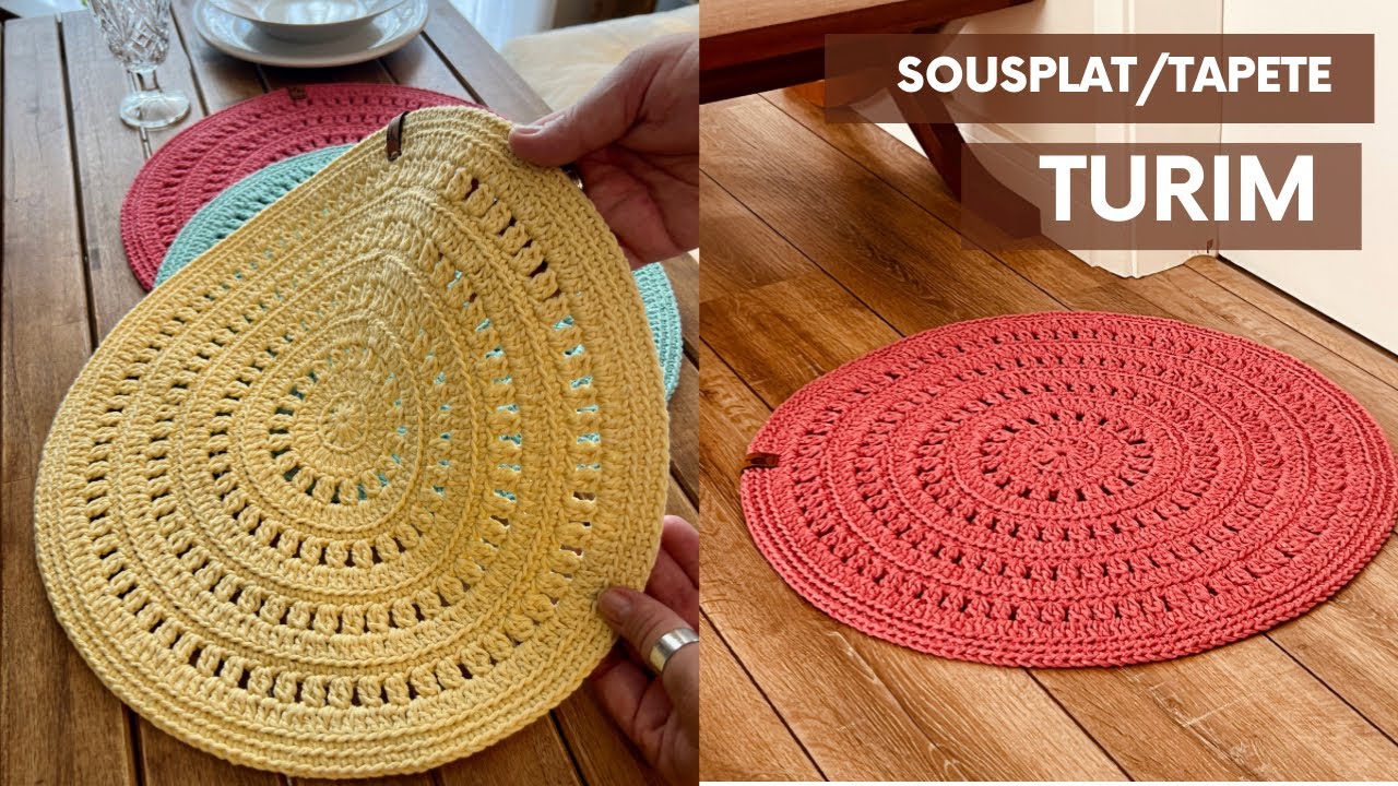 SOUSPLAT TURIM | LINDO SOUSPLAT EM CROCHÊ | E COM A MESMA RECEITA, FAÇA TB UM LINDO TAPETE DE PORTA