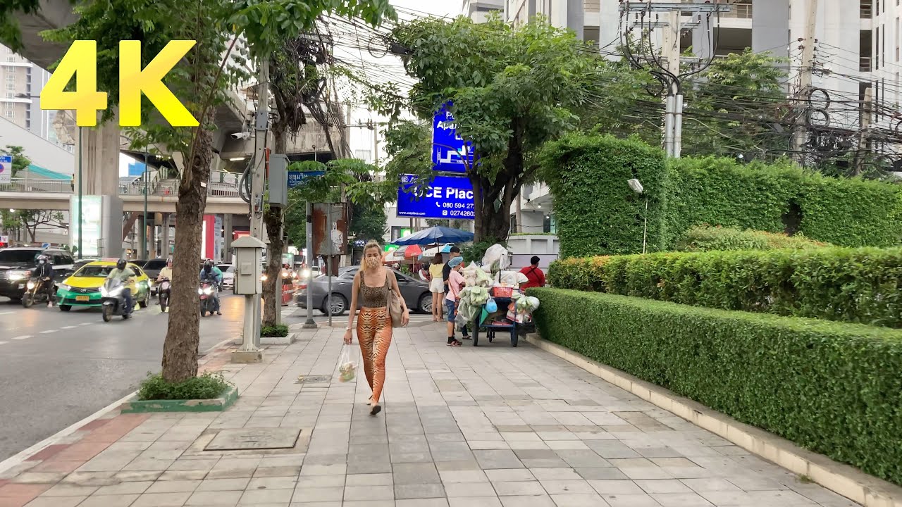 [4K] A walk around BangChak Market, Sukhumvit Rd., and BTS OnNut