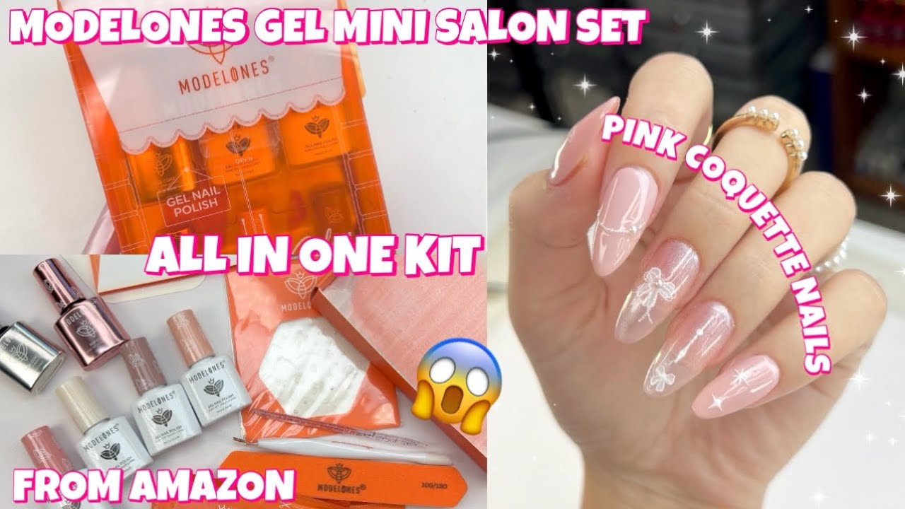TRYING MODELONES GEL MINI SALON ALL IN ONE KIT FROM AMAZON | AFFORDABLE & EASY SALON NAILS AT HOME