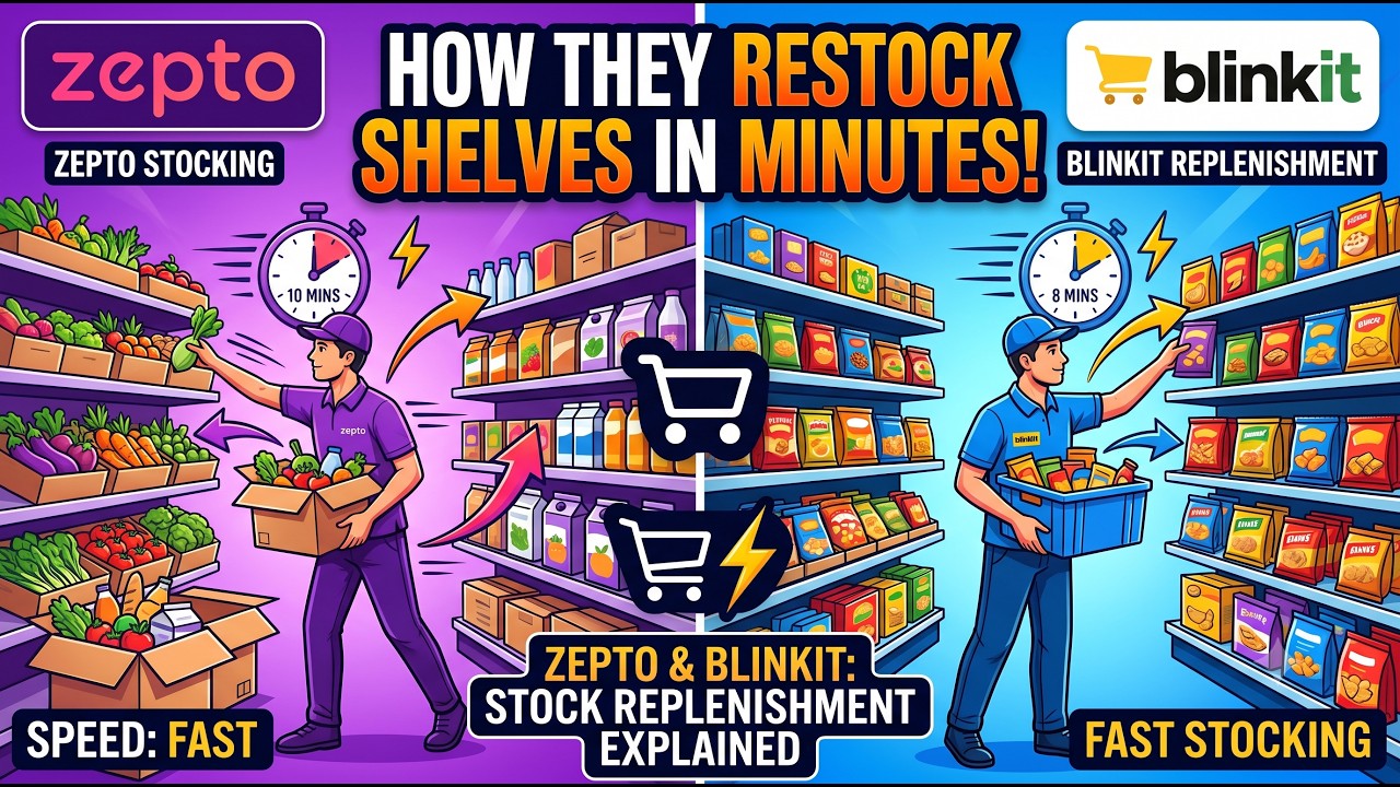 How Zepto & Blinkit Restock Shelves in Minutes: Stock Replenishment Explained 🛒⚡