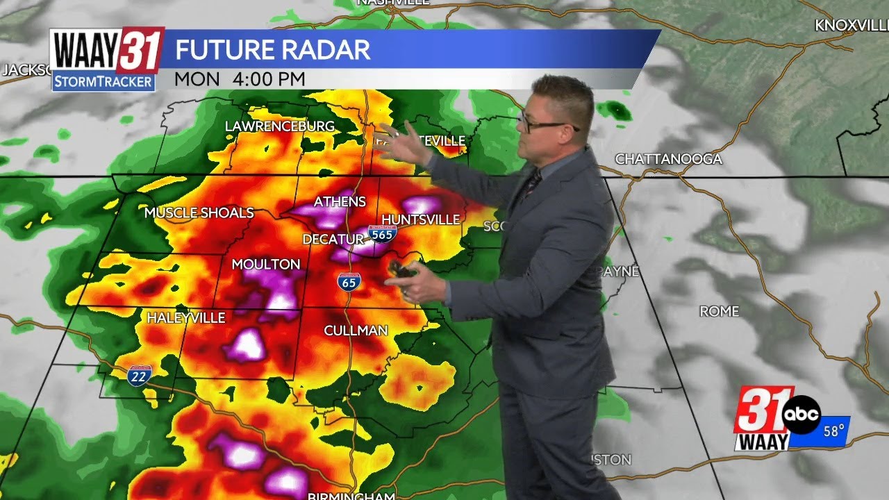 Next wave of storms moves into north Alabama on Monday