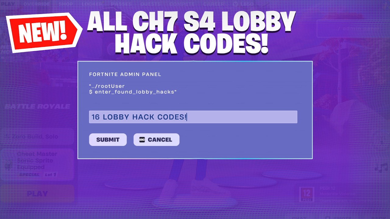 EVERY Lobby Hack Code In Fortnite Chapter 7 Season 4 (Free Cheat Master Sprites)