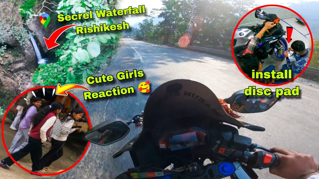 Disc pad install R15M Hidden location Rishikesh Gartang Gali Waterfall 💦 #yamaha #r15m #cutereaction