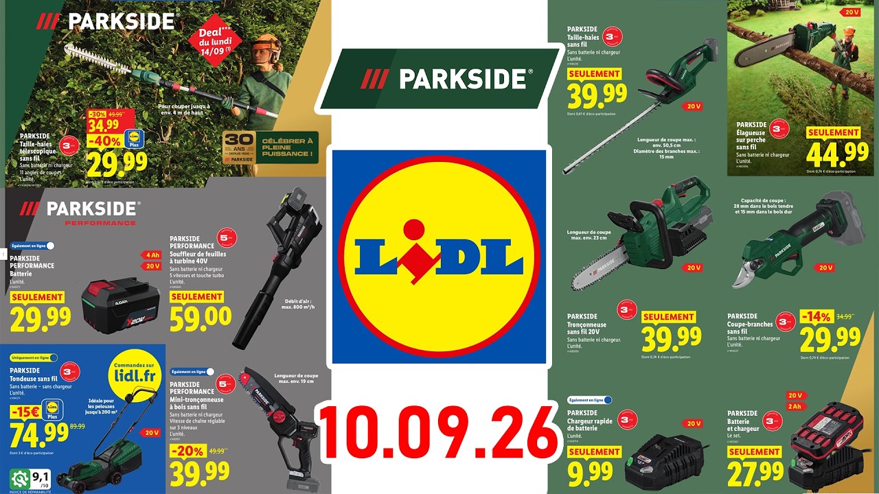 Catalogue Parkside Lidl 10.09.2026 | Performance Meuleuse d&rsquo;angle sans fil PPWSA 20-Li A1