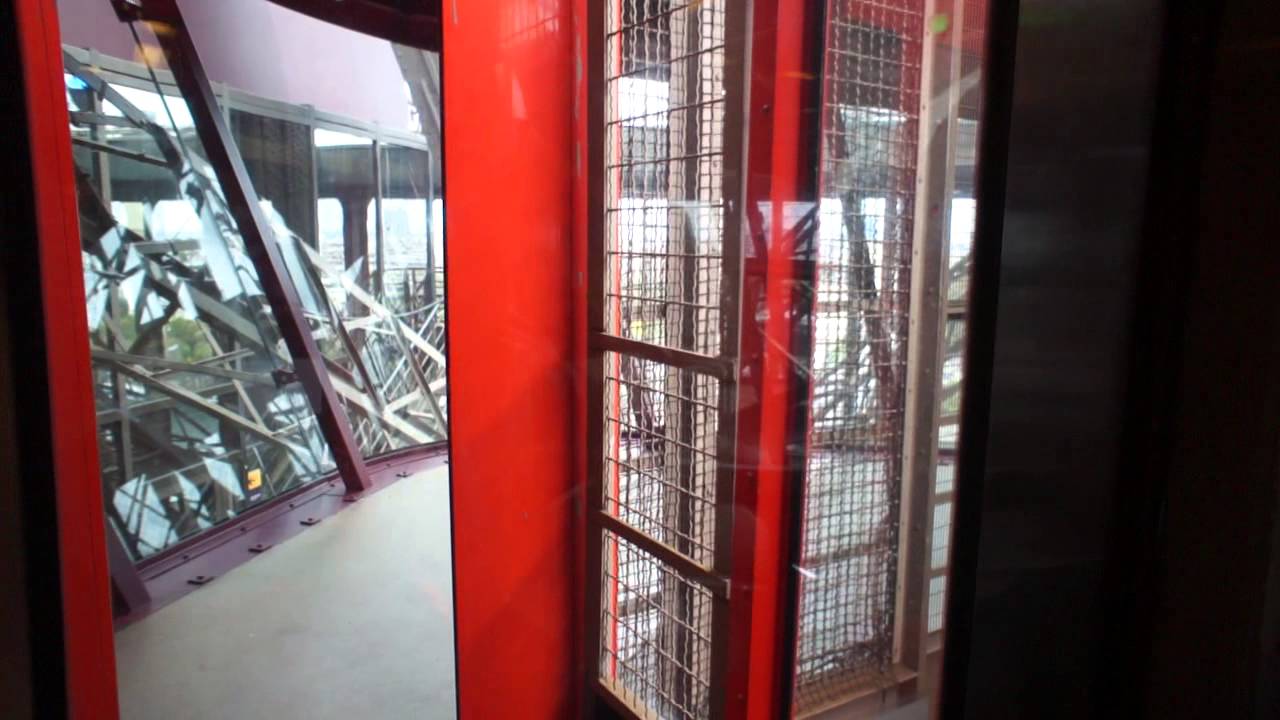 Eiffel Tower Elevator Ride Going Up to Second Floor (HD)