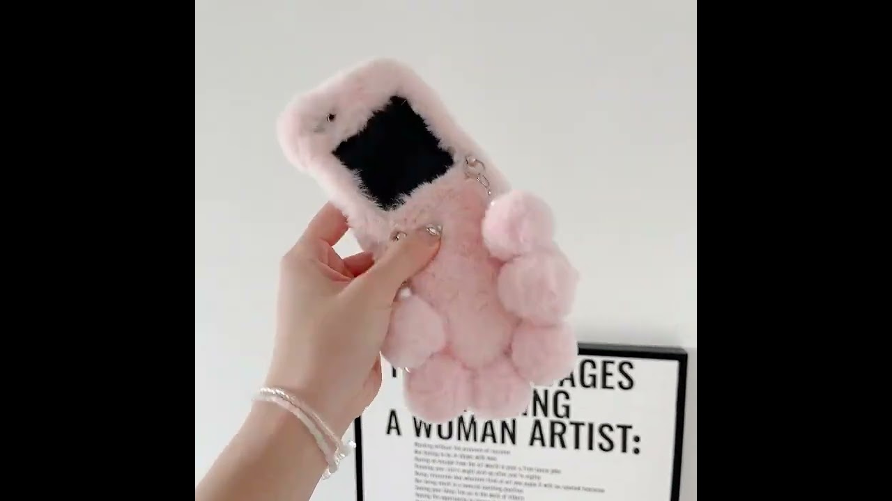 Fashion Solid Color Phone Cases For Samsung Galaxy Z Flip 5 Hard Cover Cute Plush Chain Case For Z