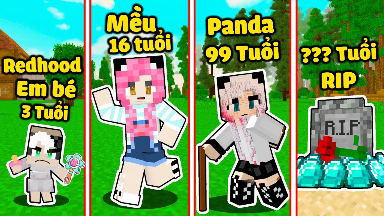 REDHOOD THỬ THÁCH CÀNG SINH TỒN CÀNG GIÀ TRONG MINECRAFT*NẾU REDHOOD CÓ CUỘC SỐNG TRONG MINECRAFT