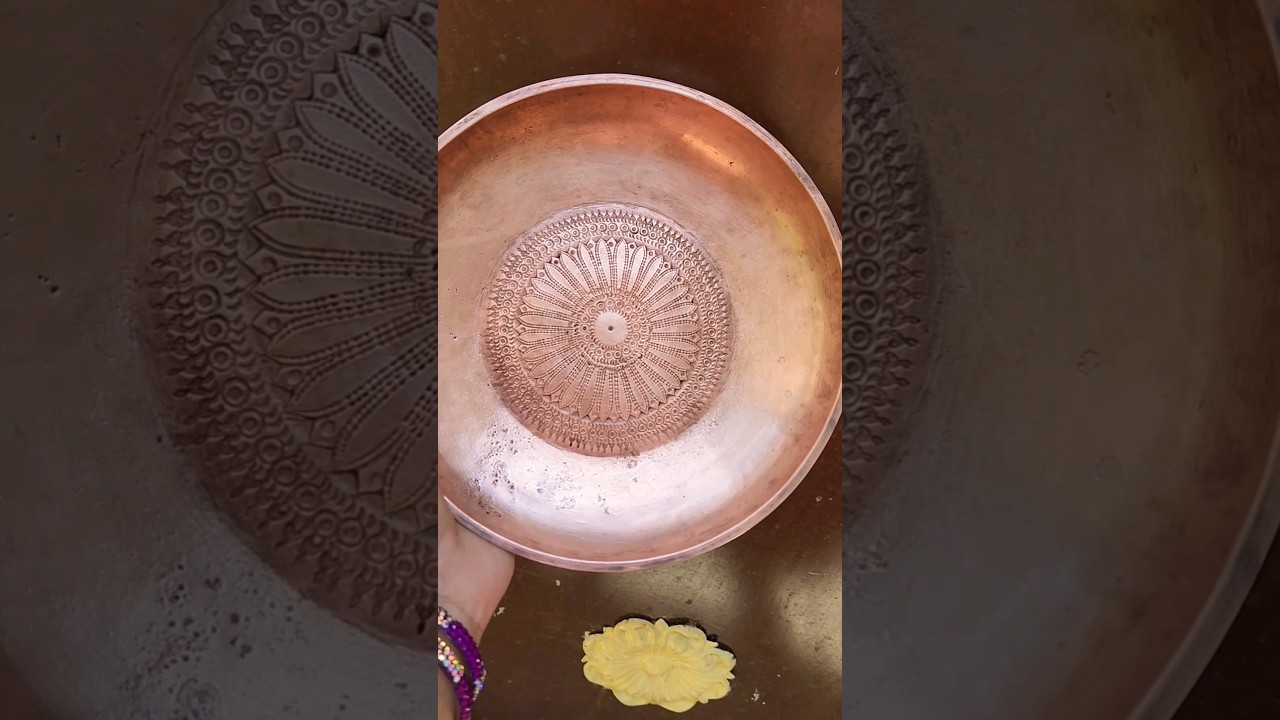 very unique handmade copper pooja plate#traditional #antique #today collection#engraving #tamil