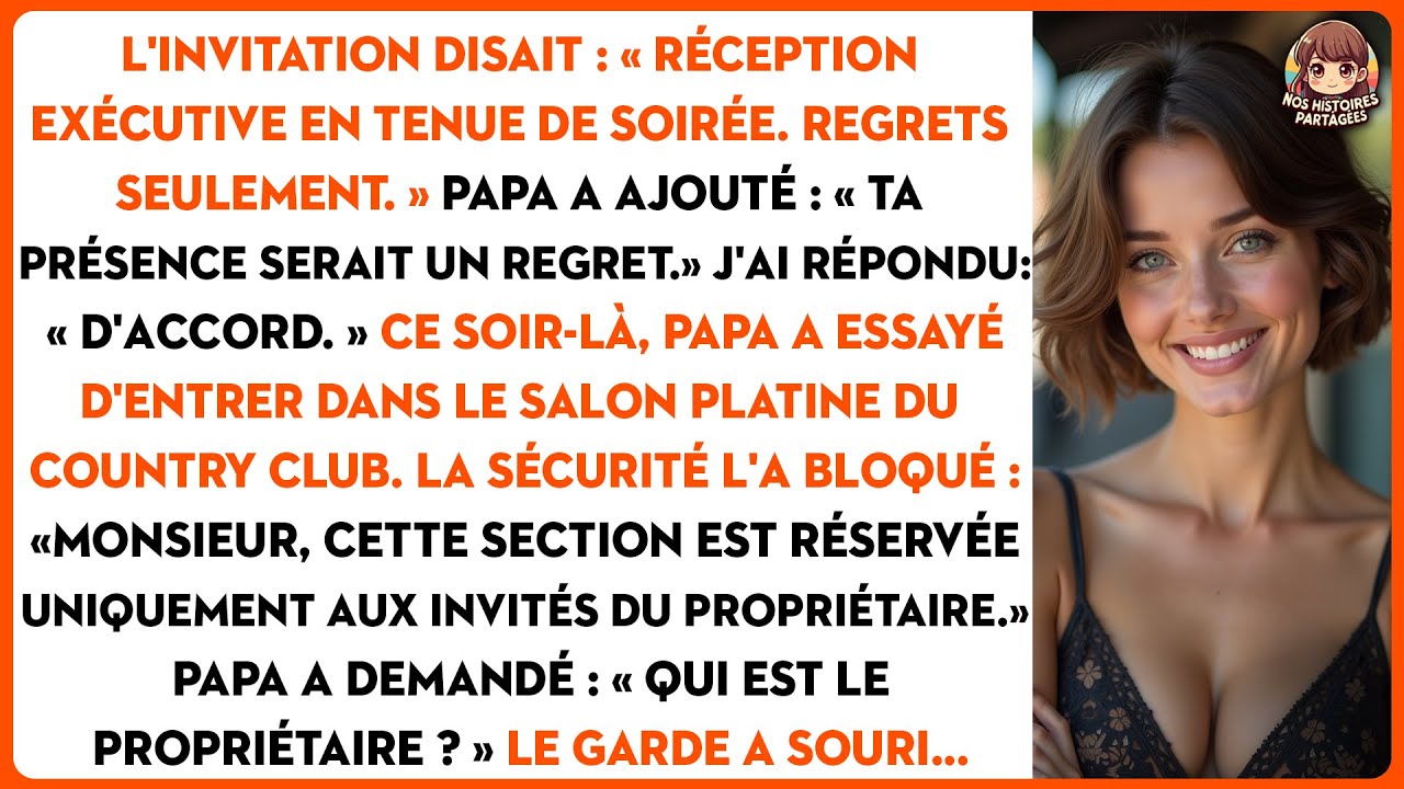 L'invitation disait : « réception exécutive en tenue de soirée. Regrets seulement. »...