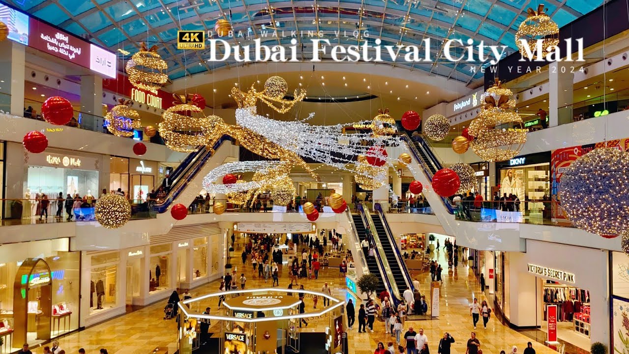 Dubai Festival City Mall New Year 2024 Decorations | Dubai Travel Guide 4K HDR