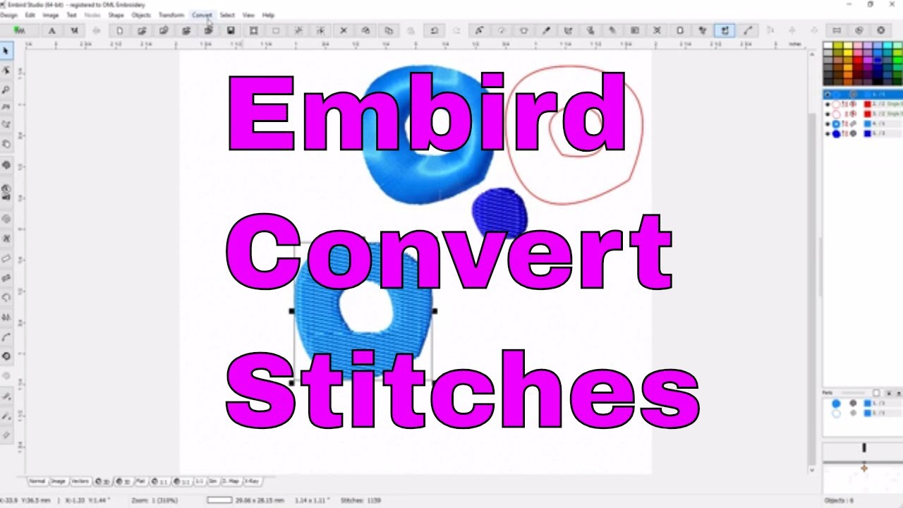 Embird Studio:How to convert embroidery fill stitches to outlines+more