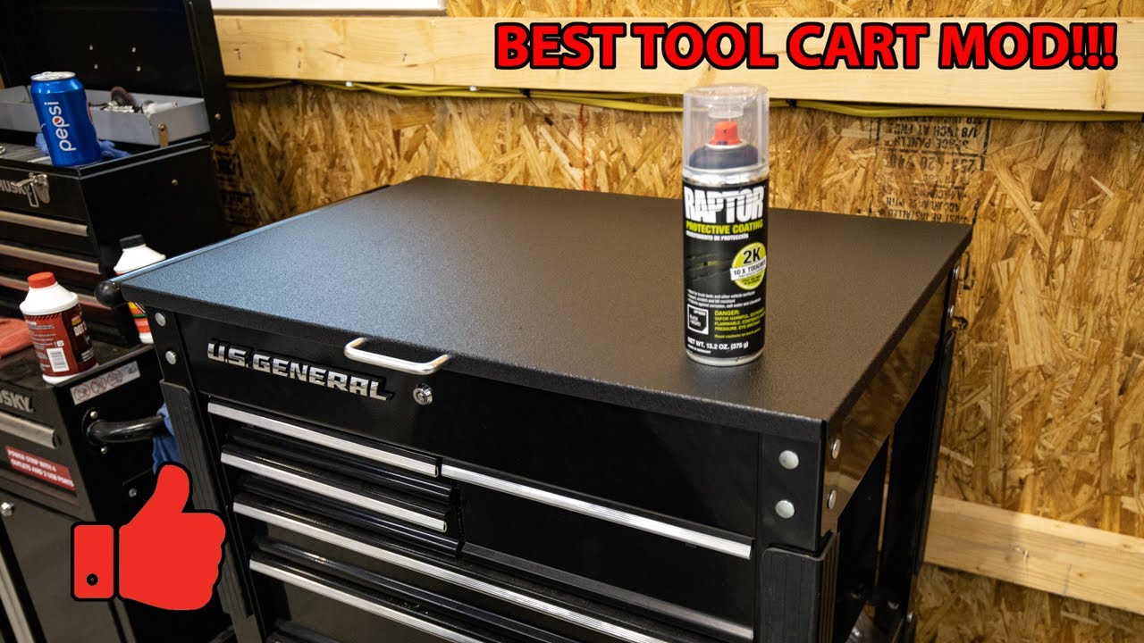 The Ultimate Harbor Freight Tool Cart Upgrade! Raptor Liner!! #1 US General Mod