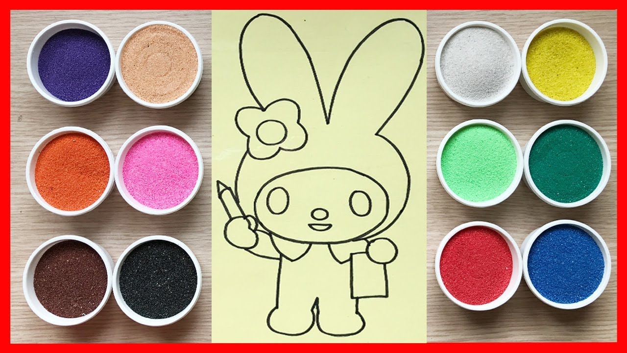 Đồ chơi TÔ MÀU TRANH CÁT thỏ bảy màu xinh Learn colors Sand Painting Toys (Chim Xinh)