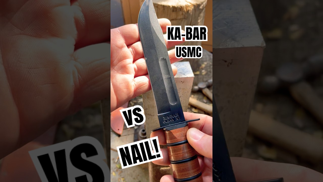 Ну что ж, теперь очередь KA-BAR #шорты #ножевыештуки #тестногвоздями #тестноножами #морская пехот...