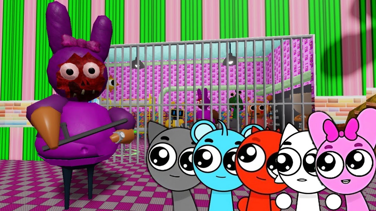 Sprunki Baby Gray, Sky, Raddy, Wenda & Pinki Played Sprunki Prison Escape Obby in ROBLOX