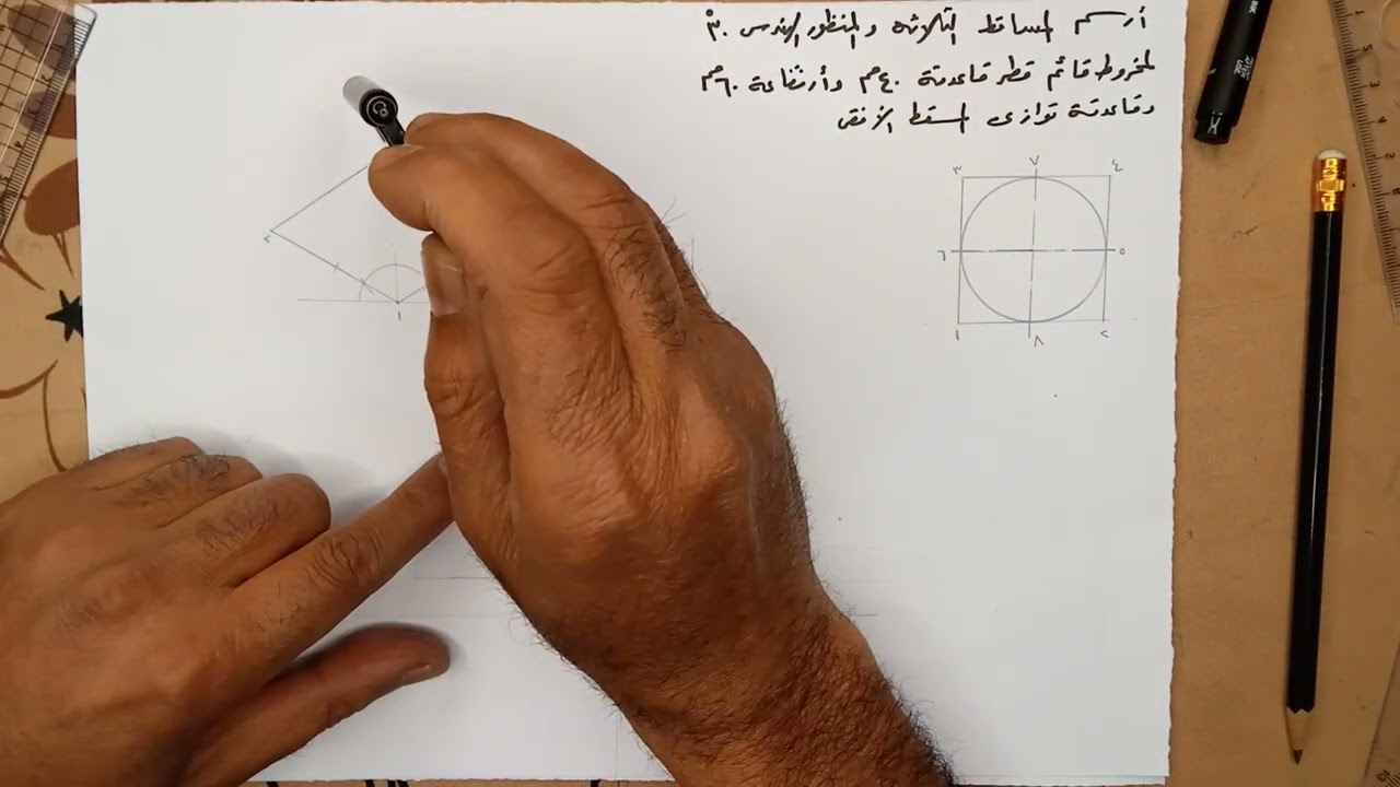 المخروط الهندسى/ المنظور الهندسى/ المساقط الثلاثه/الصف الاول/فنى الات