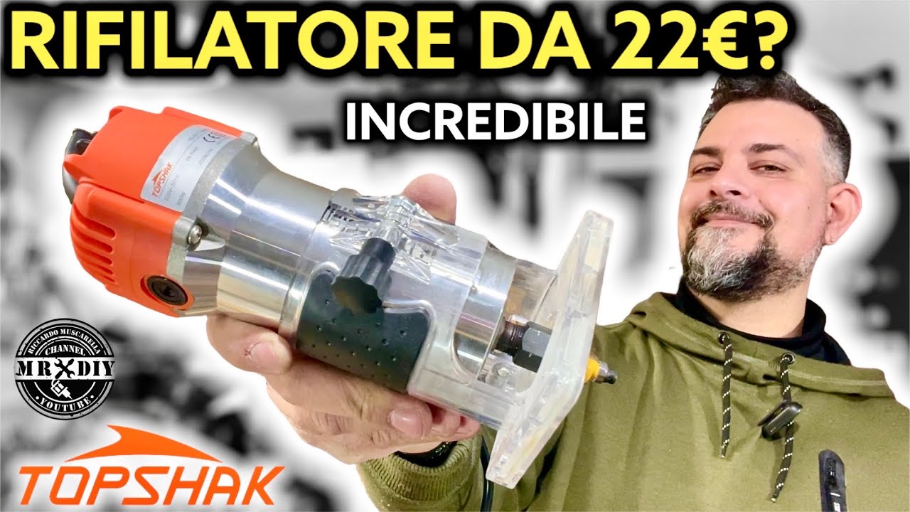 Recensione rifilatore fresatrice per legno a soli 22&euro;. Topshak Ts-et1 800W. Banggood. Fresa