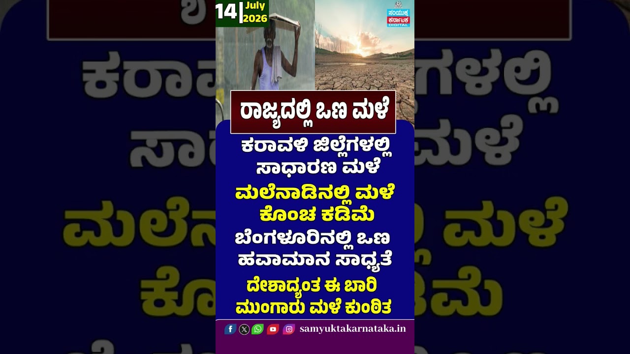 Dry Weather Across Karnataka | Coastal Rain Continues | Bengaluru to Stay Dry | Monsoon Weakens | SK