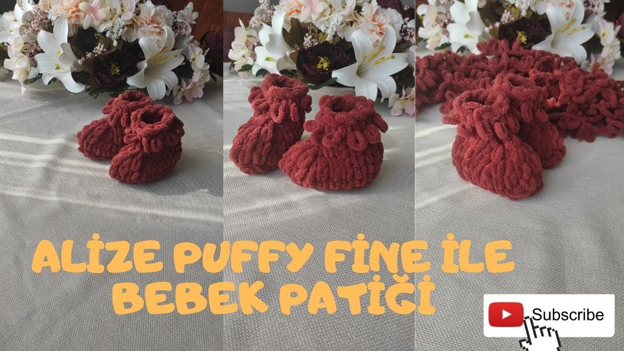 Alize Puffy Fine İle Bebek Patiği Yapımı