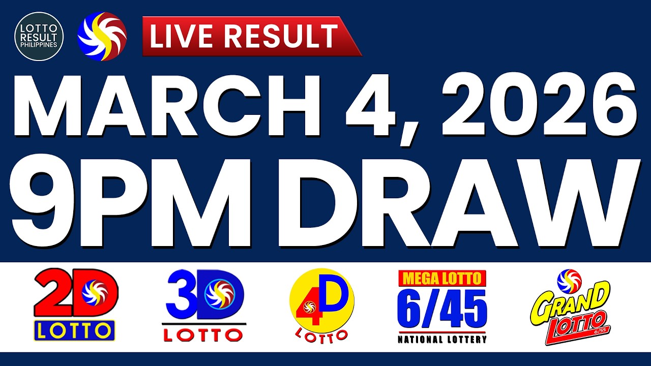 LIVE 9PM PCSO LOTTO DRAW TODAY MARCH 4, 2026 | SWERTRES EZ2