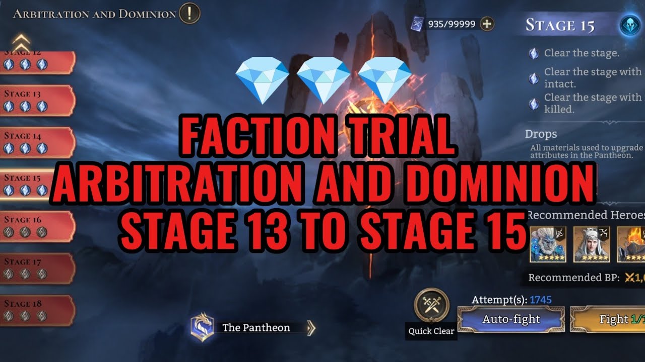 ARBITRATION AND DOMINION STAGE 13 TO STAGE 15 | WATCHER OF REALMS